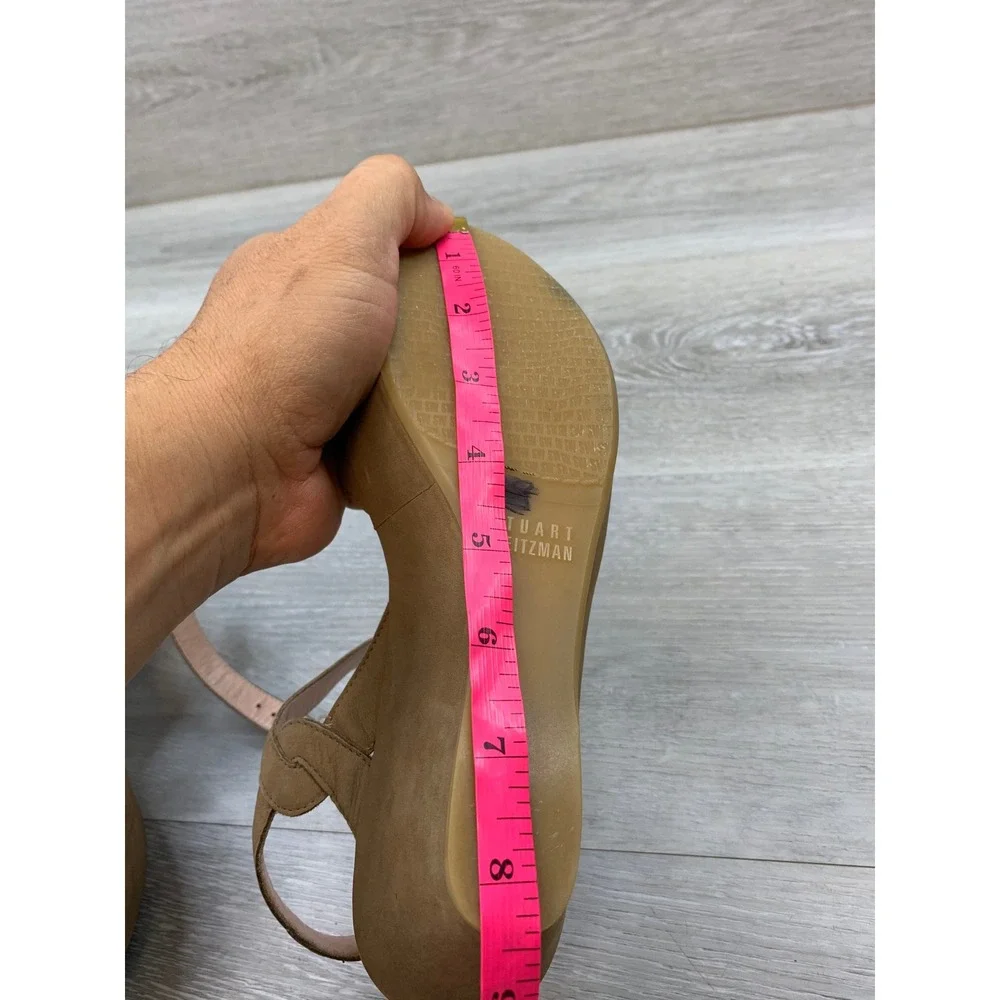 Stuart Weitzman Women's Sandals Tan Suede Platform Wedge 6 Casual Shoes